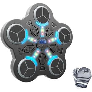 perfk Macchina da Boxe Musicale Bersaglio per Pugni Attrezzatura da Boxe Elettronica Pannello Interattivo Sacco da Allenamento Riproduce Musica Adatto per U, 5 Obiettivo