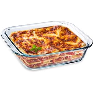 WPPQWP Pirofila piccola in vetro, trasparente, per friggitrice ad aria calda, forno, microonde, 15 x 13 x 4 cm (1,1 L)