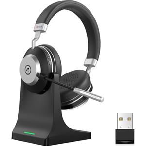 Wantek ‌Cuffia Business Noise Cancelling Attivo & Ricarica Wireless - Doppia Modalità BT5.3/2.4GHz, 45h Autonomia, Driver 40mm 116dB + IPX4 per PC/PS5/Smartworking