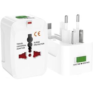 AntDau71® Adattatore Universale da Viaggio con USB, Presa Internazionale per 150 Paesi, Convertitore Spina EU UK USA AU, Travel Adapter per Smartphone Laptop Tablet - CW962