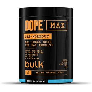 Bulk Dope Max Polvere Pre-allenamento | 563 g | 25 porzioni | Alto Contenuto di Caffeina 200mg | 5g Beta Alanina | 3g Creatina | Miscela AAKG & Citrullina | Vitamina B6 | Blue Raspberry