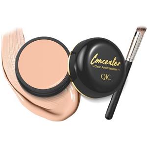 QIC Correttore Coprente Impermeabile con Pennello, Alta Coprenza Correttore in Crema, Lunga Tenuta, Facile da Sfumare, Per Occhiaie e Imperfezioni, Cruelty-Free (140 Natural)