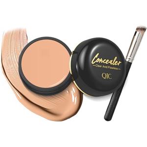 QIC Correttore Coprente Impermeabile con Pennello, Alta Coprenza Correttore in Crema, Lunga Tenuta, Facile da Sfumare, Per Occhiaie e Imperfezioni, Cruelty-Free (151 Medio)