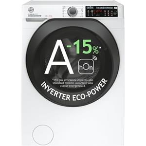 Hoover HW 28AMC71-S, H-WASH 500 Lavatrice 8 Kg, 1200 Giri, Wi-Fi + BLE, Libera Installazione, Connettività hOn, Motore Inverter, AxLxP (85x60x53 cm), Bianco,Classe di efficienza energetica A-15%