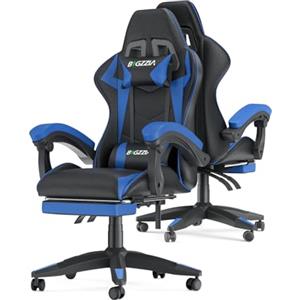 Racingreat Sedia da gaming, ergonomica, per gamer, con cuscino lombare e poggiatesta, regolabile in altezza, sedia per computer, per ufficio, per adulti, ragazze e ragazzi (Con poggiapiedi,Blu