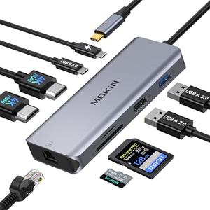 MOKiN Docking Station 9 in 1 Dual HDMI, Ethernet RJ45, PD 100W, USB 3.0/2.0, SD/Micro SD, Hub Dual HDMI per MacBook Dell HP Lenovo