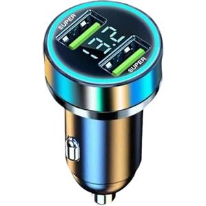 Generic Caricabatteria da auto USB C Adattatore per auto, 2 in 1 Carica super veloce in auto con display di tensione, Adattatore per caricabatterie per auto, Caricatore per auto a due porte, Caricatore per