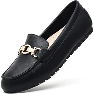 Cvistpieo Mocassino per le donne scarpe basse slip on o ballerina scarpe da barca mocassino penny mocassini scarpa., Black Napa Pu, 38 EU