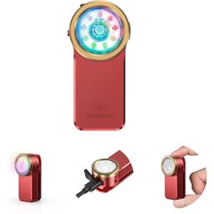 Wurkkos HD03 Mini Torcia Compatta a Clip, 680 Lumen Torcia Led Ricaricabile, 3 Modalità di illuminazione spot, flood e RGB,IPX6 Impermeabile per Campeggio Escursionismo e Alpinismo - Red
