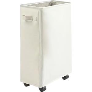 WIYETY Cesto Della Biancheria con Ruote: WIYETY Pieghevole Cesta del Bucato su Tessuto Oxford, Cesto Portabiancheria Sporca con Rotelle Carrello Portabiancheria per Hotel, Deposito Familiare (Beige)