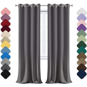 Yoosing Tende per Interni, Tende Oscuranti 1 Pannelli con Anelli, 160x220cm (LXA) Tende Termiche, Tende Per Interni Con Fettuccia, Tende Coprenti, Tende Fonoassorbenti Grigio Scuro