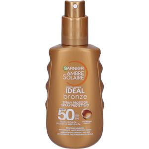 Garnier Ambre Solaire Ideal Bronze Spray Protettivo SPF 50 150 ml - Protezione Molto Alta, Abbronzatura Luminosa e Anti-invecchiamento