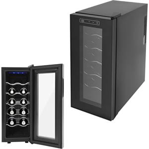 DHQCQL Frigorifero per vino, 33 l, con illuminazione a LED e porta in vetro, per 12 bottiglie, 12 - 18 °C, condizionatore per vino, per appartamenti, uffici, hotel, bar, ottimo regalo