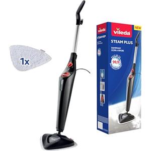 Vileda Steam PLUS | scopa a vapore | pulizia e igiene con il vapore | elimina fino al 99.9% dei batteri e virus | ideale per tappeti, moquette per tutti i tipi di pavimento | senza uso di detergenti