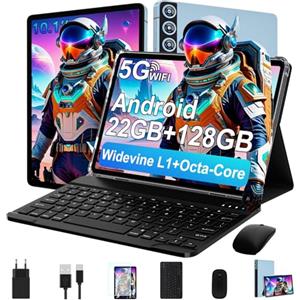 ZIOVO Tablet 10 pollici Android 14, 22 GB RAM+128 GB ROM (TF 1TB), 5G WiFi/Widevine L1/Octa-Core/8000 mAh/Corpo Metallico/8+5MP/BT 5.0/Tablet 2 in 1 con Tastiera e Mouse - Blu