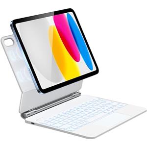 HOU Tastiera per iPad 10/11 Generation(2022,2025 A16),Supporto Magnetico,Trackpad Muti-Touch,Retroilluminazione a 7 Colori iPad 10 Generation 2022 Cover Protettiva con Tastiera,Layout italiano,Bianco