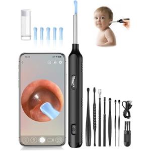 PARPAT Otoscopio, Pulizia Orecchie con Telecamera HD 1080P, IP67 Impermeabile Pulisci Orecchie con 6 Luci LED e Grandangolo a 360°, Otoscopio Kit per Android, iPhone e iPad