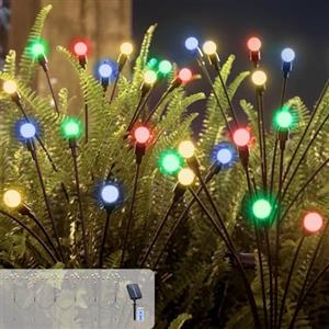 Micacorn Luci di Natale Luci Solari Esterno Solar Firefly Lamp 6 Pezzi 8 Modalità 48 LED Firefly Lights con Telecomando, IP65 Impermeabile Lampade da Giardino per Cantiere Esterni Decorazioni Natalizie