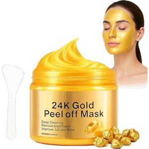 EHIOG Maschera Viso Oro 24K Peel-Off, Trattamento Idratante e Anti-Età con Collagene, Purificante per Pori Ostruiti, Rassodante e Illuminante per Pelle Spenta e Mista, 120ML