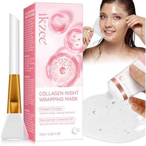 Tooffi Maschera Al Collagene,Collagen Night Wrapping Mask Bio Real Deep Mask Maschera Del Collagene Peel Viso Levigare eRassodare Durante la Notte