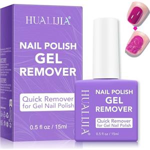 HUALIJIA Remover Semipermanente Unghie, 15ml Solvente per Smalto Semipermanente, Rimuovi Semipermanente Unghie in 3-5 Minuti, Non c'è Ammollo o Avvolgimento, Rapido e Facile