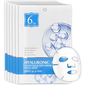 DiviDermy 6 Pezzi Maschera Viso Idratante, Skincare Maschera Idratanti, Anti Wrinkle Mask, Riduce le Linee Sottili e le Rughe, Mask Viso Idratante per la Maggior Parte Tipi di Pelle, Blu