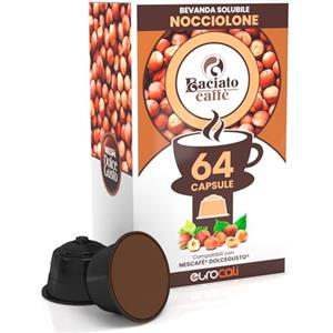 Eurocali 64 Capsule Caffè Gusto Nocciolone Compatibile con Nescafé Dolcegusto per Baciato Caffè Aromatizzato alla Nocciola Cialde Linea Dolce Gusto
