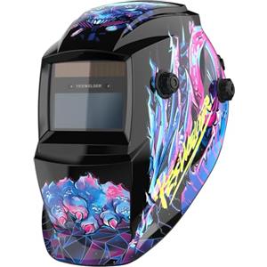 YESWELDER Casco per Saldatura True Color, Maschera per Saldatura Oscuramento Automatico Alimentata Energia Solare, Casco Saldatore 4/9-13 ampia schermatura per ARC MIG TIG