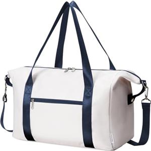 Narwey Bagaglio a Mano 40x20x25 Ryanair, Sottosella Pieghevole Borsone da Viaggio,Valigia Bagaglioa Mano per Uomo Donna, Borsa da Viaggio Zaino Ryanair Cabina Borsa Aereo (Beige con Cinturini Blu)