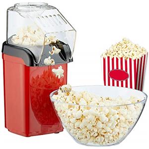 Cepewa Macchina per popcorn per la casa, potente preparazione senza grassi con aria calda, 1200 W, con misurino incluso