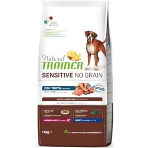 Natural Trainer Sensitive No Grain Adult Medium/Maxi con Trota e Patate - Alimento Secco Completo per Cani Adulti 3 kg