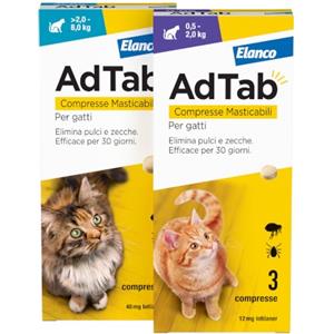 Elanco AdTab compresse masticabili per gatti : Modello - Da 0,5kg. a 2kg., Pezzi per confezione - 3