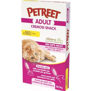 Petreet Snack Cremosi al Pollo - 6 Bustine da 14 g per Gatti, Alimento Complementare con Verdure