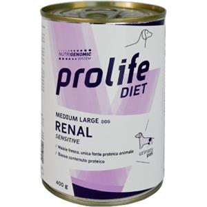 Prolife Renal Sensitive - Alimento umido dietetico per cani di taglia media e grande, supporto per insufficienza renale, 400g