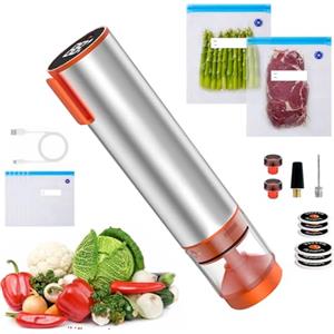 Domigard Macchina Sottovuoto per Alimenti Portatile, Kit Completo con 6 sacchetti sottovuoto +12 Accessori per Conservazione, Sigillatrice Elettrica per Domestica