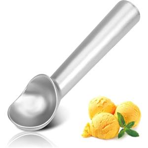 ReaNea Paletta per gelato con manico confortevole e facile da rilasciare, cucchiaio professionale in metallo per gelato, lavabile in lavastoviglie (argento)