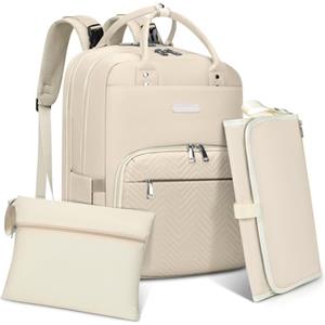 RAINSMORE Zaino Mamma Multifunzione Zaino Fasciatoio Grande Capacità Borsa Neonato con Fasciatoio Portatile Zaino Passeggino per Mamma e Papà Albicocca