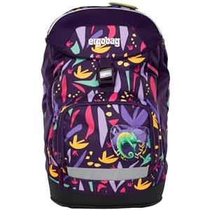 ergobag Prime Zaino Scolastico elementare per Bambini, Idrorepellente, ergonomico, 20 litro, 1100g JungleBear - Lilla