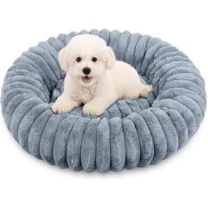 Qoosea Cuccia per Cani Morbida con Peluche Lungo, Lavabile Cuccia Cane Interno con Fondo Antiscivolo, Caldo Cuccetta per Cani e Gatti da Kennel, Addensamento Tappetino Letto Grigio 40cm