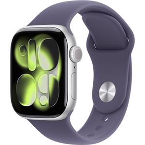 Apple Watch Series 11 GPS 42mm Cassa Alluminio Argento con Sport Band Viola Nebbia S/M
