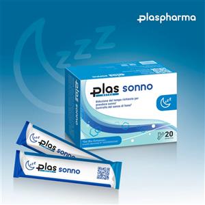 PLAS PHARMA Plas Sonno - Integratore con Magnesio, Camomilla, Griffonia e Melatonina - 20 Stick Pack