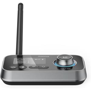 Hama Link.it Duo - Trasmettitore ricevitore Bluetooth per TV Stereo Display Audio Video, adattatore Bluetooth Multipoint per 2 fonti, bassa latenza, USB-C, Jack, fibra ottica nera
