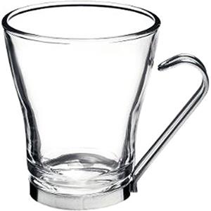 Bormioli Rocco Oslo Set di 3 Bicchieri Cappuccino 22 cl in Vetro Temperato con Manico in Acciaio Inox