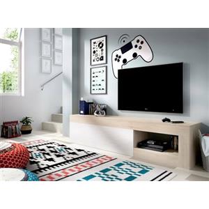 Dmora - Mobile Porta TV Averau, Credenza Bassa da Soggiorno, Madia da Salotto per Televisione, 204x42h48 cm, Rovere e Bianco