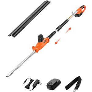 VEVOR Tagliasiepi Elettrico, 1200 Giri/min Tagliasiepi a Palo per Rami Alti, Estensibile da 1,88 a 2,37 m Batteria da 20 V con Lama da 510 mm 5 Angoli Regolabili per Giardino e Cortile