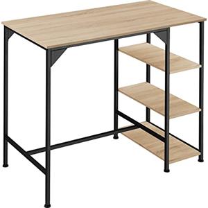 TecTake 800974 Tavolo da bar Cannock, Tre ripiani laterali, Piedi in plastica regolabili in altezza (industriale chiaro)