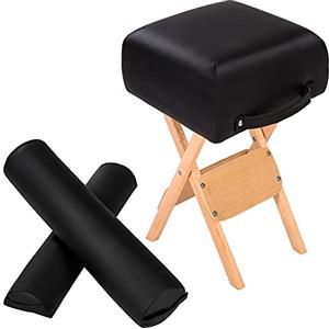 TecTake® Accessori Lettino Massaggio, Sgabello Imbottito, Rullo Cilindrico, Mezzo Cilindro, Cuscino per Lettino, Rullo Fisioterapia, Cilindro per Fisioterapia - Nero