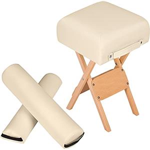 TecTake® Accessori Lettino Massaggio, Sgabello Imbottito, Rullo Cilindrico, Mezzo Cilindro, Cuscino per Lettino, Rullo Fisioterapia, Cilindro per Fisioterapia - Beige