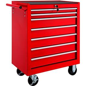 TecTake® Carrello Portautensili con 7 Cassetti - Porta Attrezzi Officina con Ruote, Attrezzatura da Lavoro - Rosso