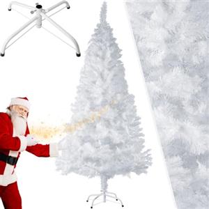 tectake® Albero di Natale Artificiale, Albero di Natale Bianco con Base in acciaio, Christmas Tree Aspetto Naturale, Facile da Pulire, Montaggio Rapido - Bianco - 180 cm / 533 Rami Folti